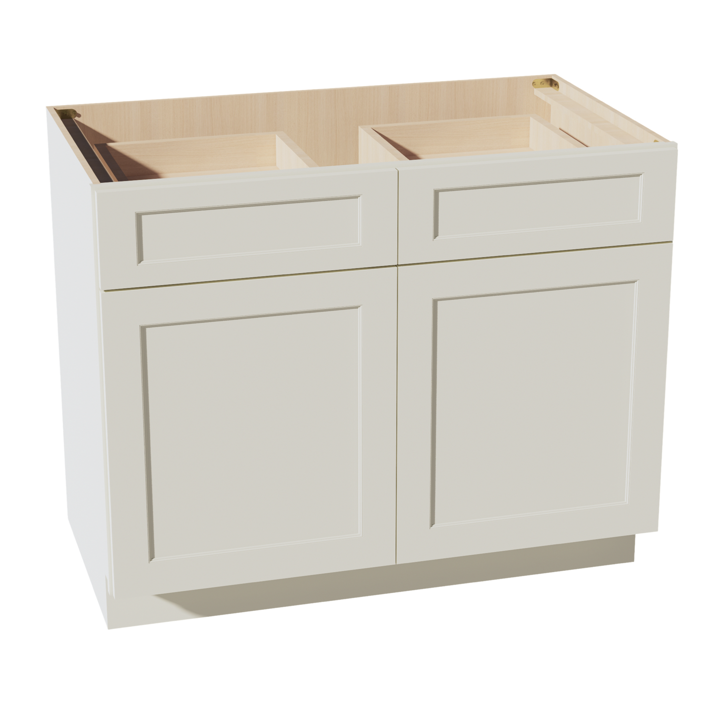 TW-B42: Creamy White Shaker 42" 2 Drawers 2 Doors Standard Base Cabinet