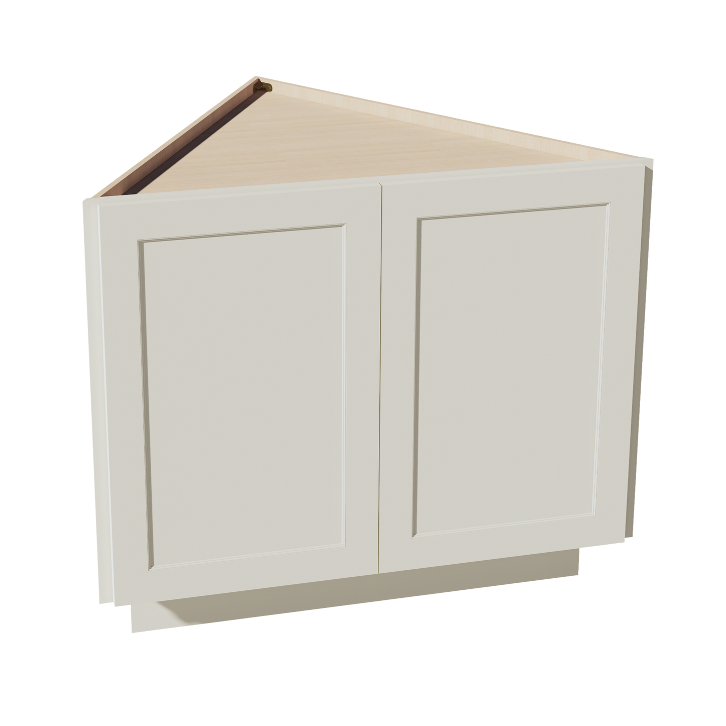 TW-BEC24: Creamy White Shaker 24" 2 Full Height Door Angled End Base Cabinets