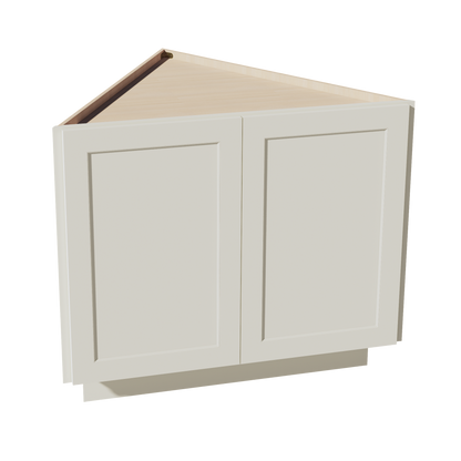 TW-BEC24: Creamy White Shaker 24" 2 Full Height Door Angled End Base Cabinets