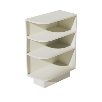 TW-BES12R: Creamy White Shaker 12" 4 Shelves End Shelf Corner Base Cabinets (Right Open)