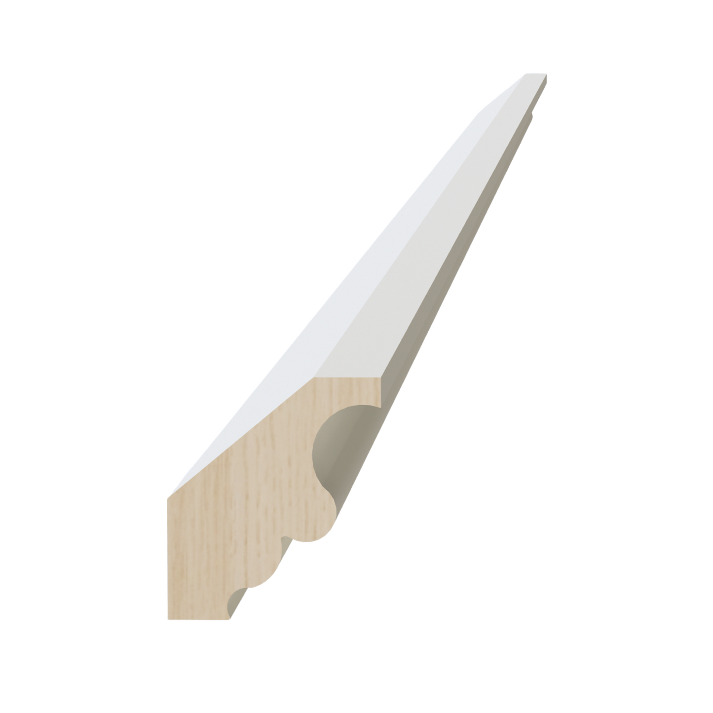 TW-CM2: Creamy White Shaker 96"W x 2"H x 2-1/2"D Crown Molding