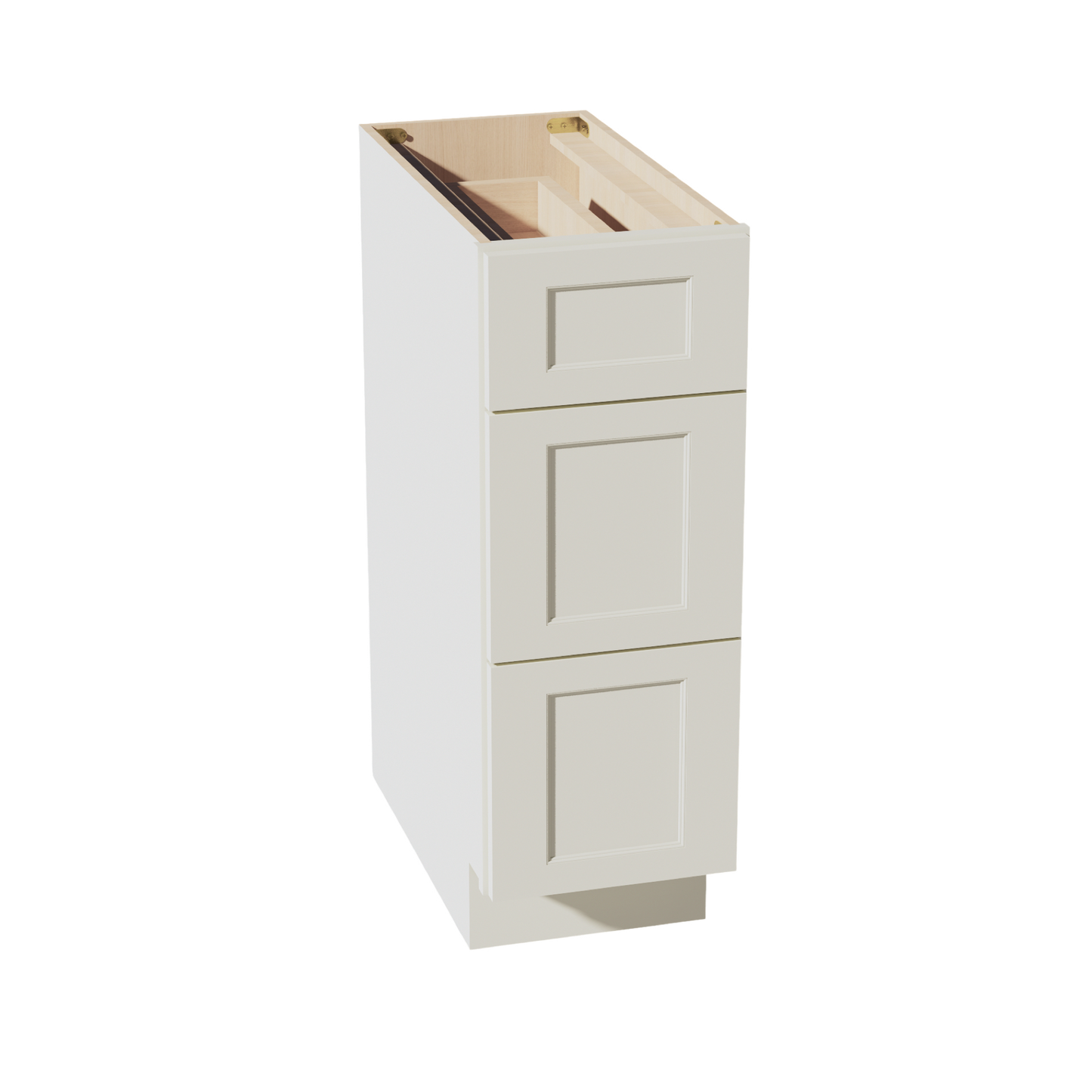 TW-DB12: Creamy White Shaker 12" 3 Drawers Base Cabinet