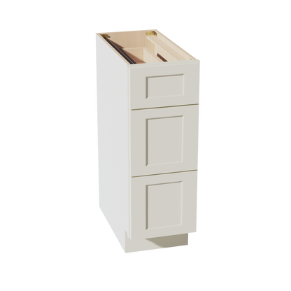 TW-DB12: Creamy White Shaker 12" 3 Drawers Base Cabinet