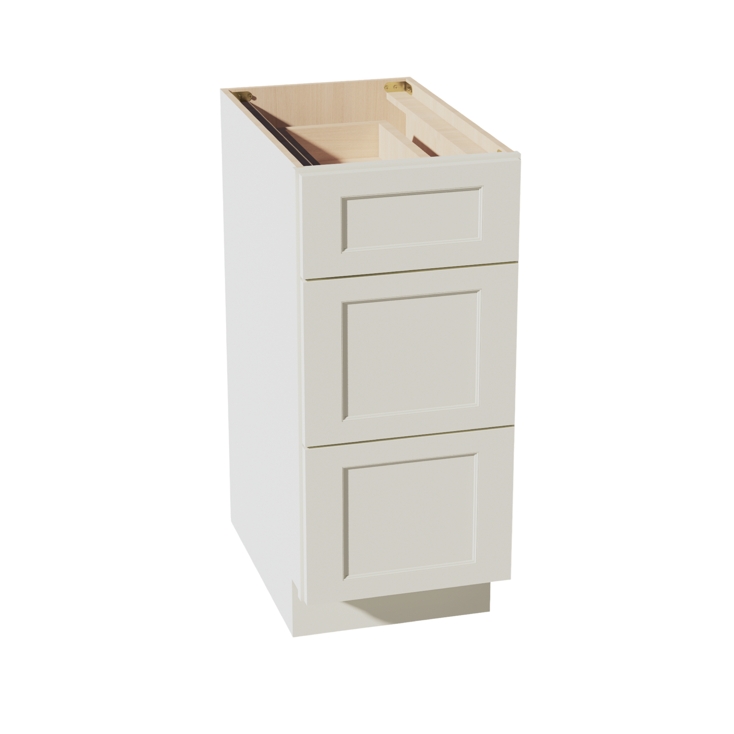 TW-DB15: Creamy White Shaker 15" 3 Drawers Base Cabinet