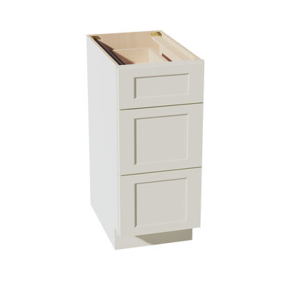 TW-DB15: Creamy White Shaker 15" 3 Drawers Base Cabinet