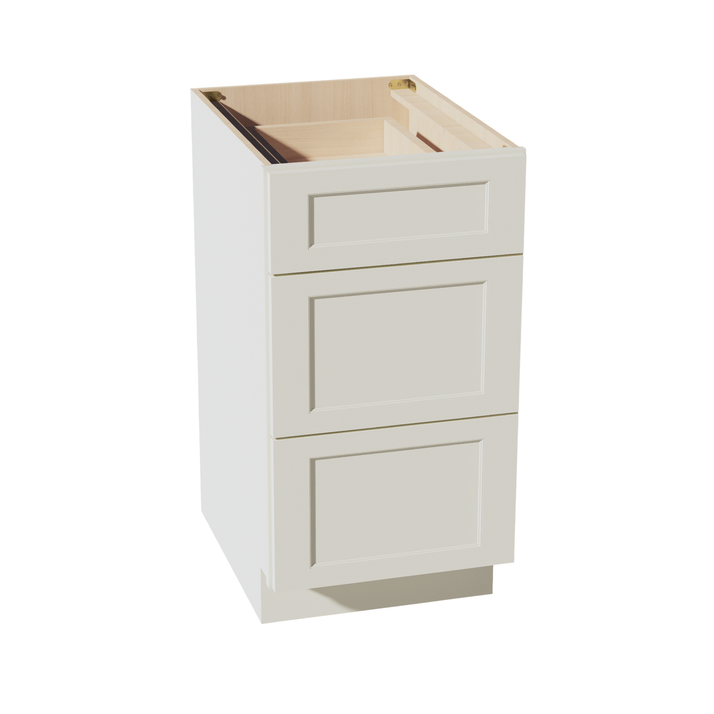 TW-DB18: Creamy White Shaker 18" 3 Drawers Base Cabinet