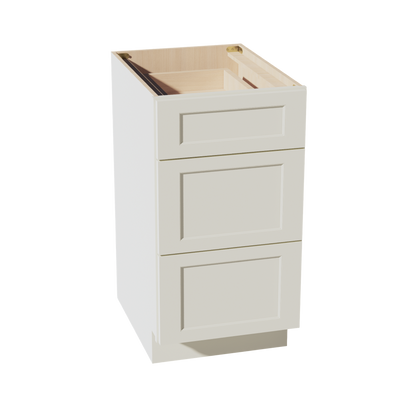 TW-DB18: Creamy White Shaker 18" 3 Drawers Base Cabinet