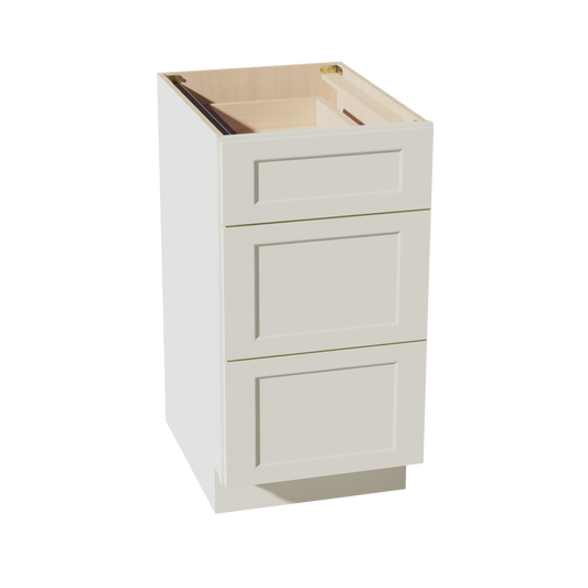 TW-DB18: Creamy White Shaker 18" 3 Drawers Base Cabinet