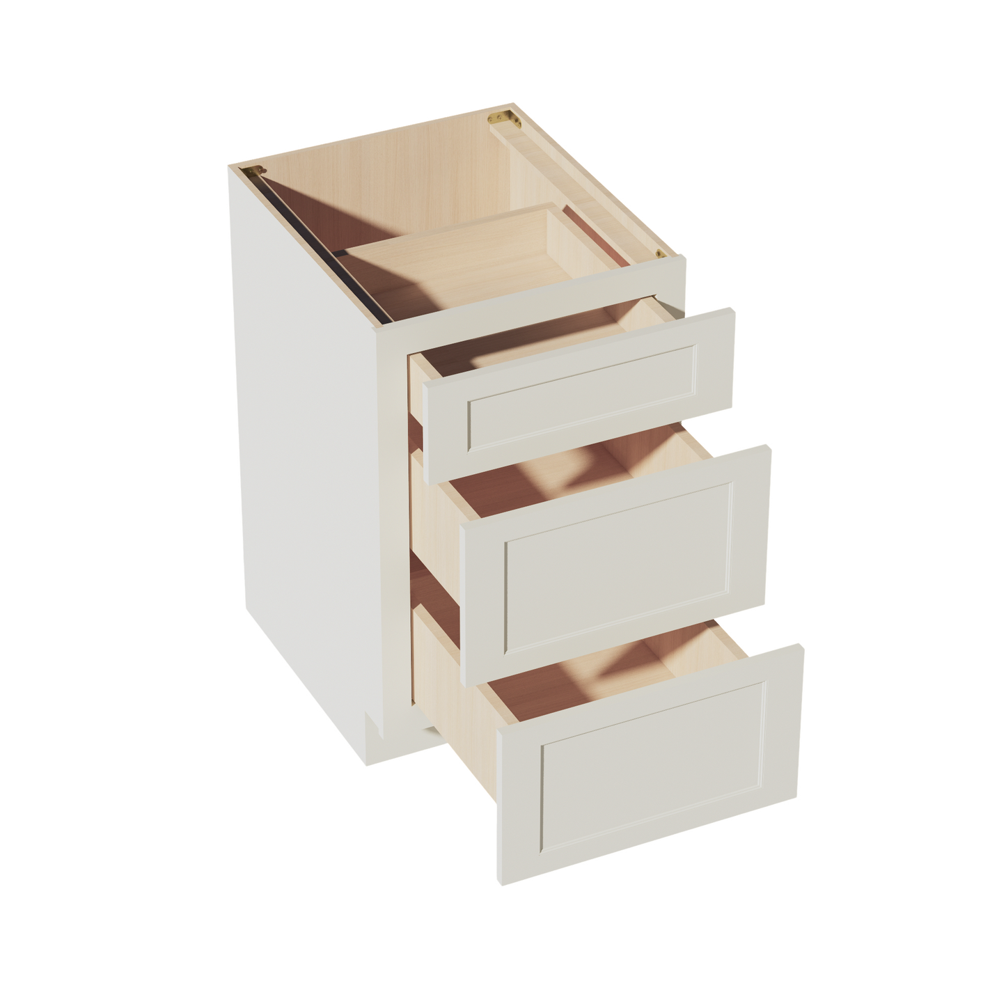 TW-DB21: Creamy White Shaker 21" 3 Drawers Base Cabinet