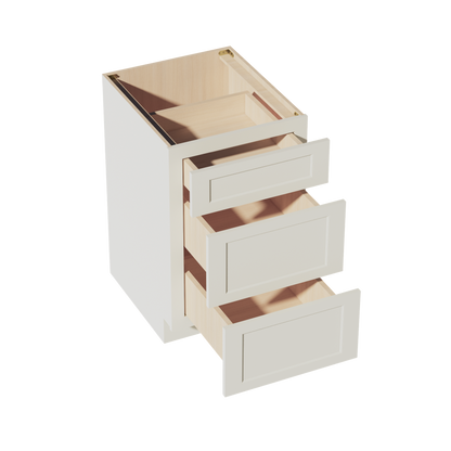 TW-DB21: Creamy White Shaker 21" 3 Drawers Base Cabinet