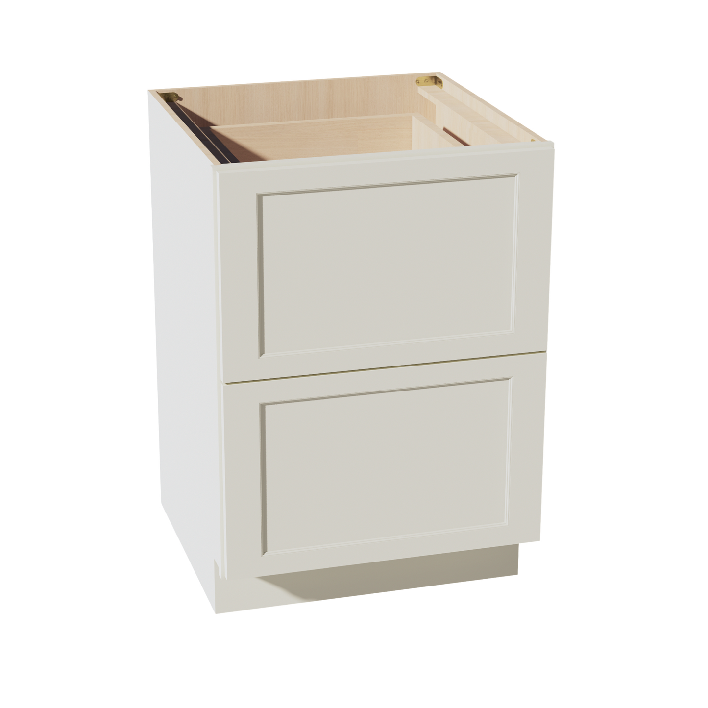 TW-DB24-2: Creamy White Shaker 24" 2 Drawers Base Cabinet