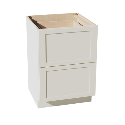 TW-DB24-2: Creamy White Shaker 24" 2 Drawers Base Cabinet