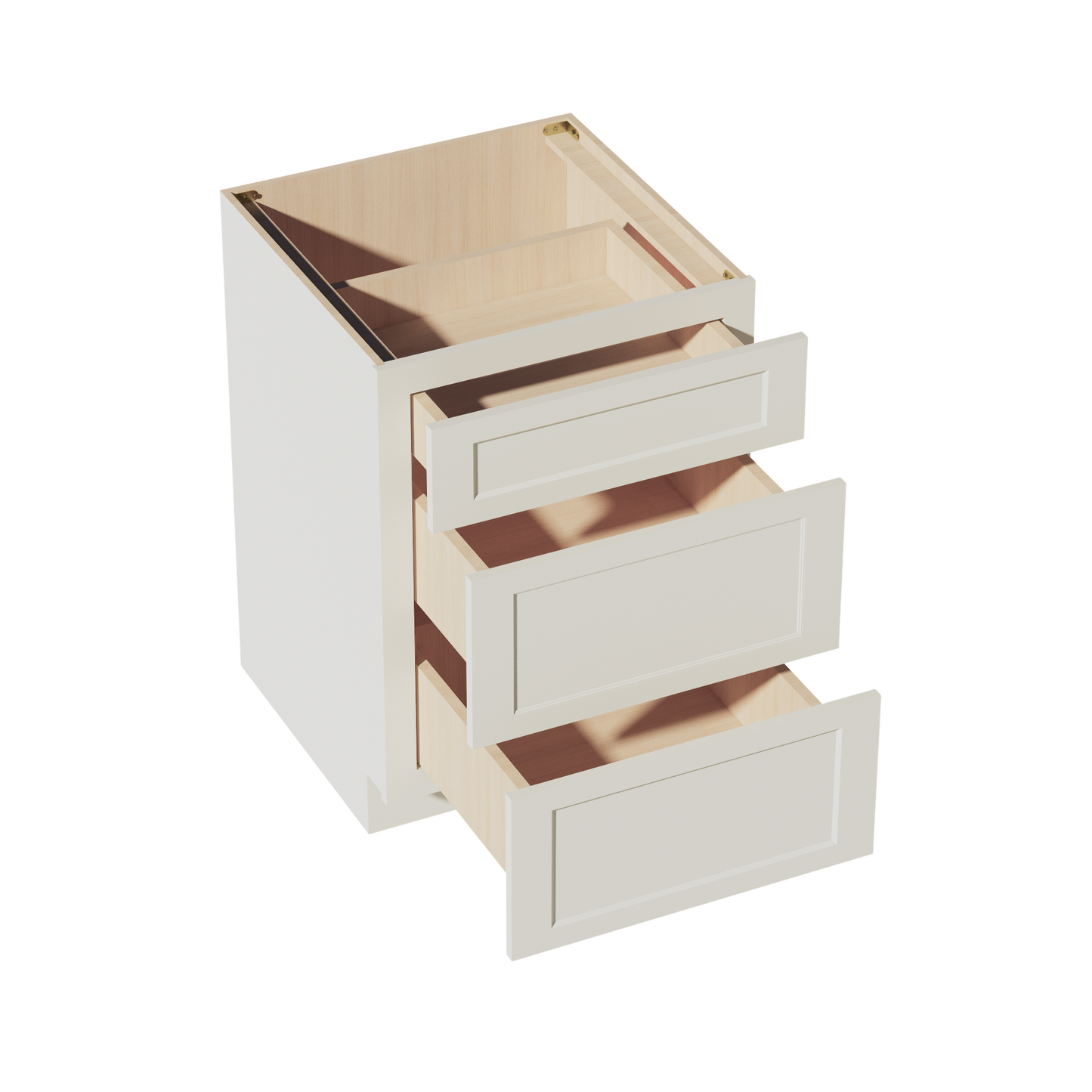 TW-DB24: Creamy White Shaker 24" 3 Drawers Base Cabinet