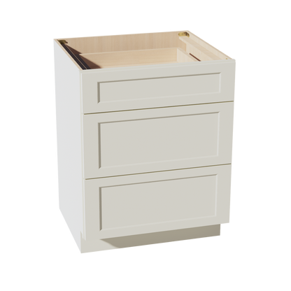 TW-DB27: Creamy White Shaker 27" 3 Drawers Base Cabinet