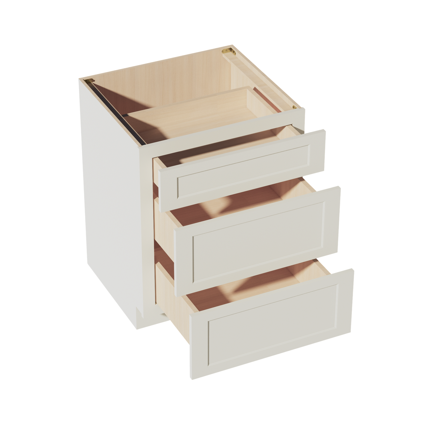 TW-DB27: Creamy White Shaker 27" 3 Drawers Base Cabinet