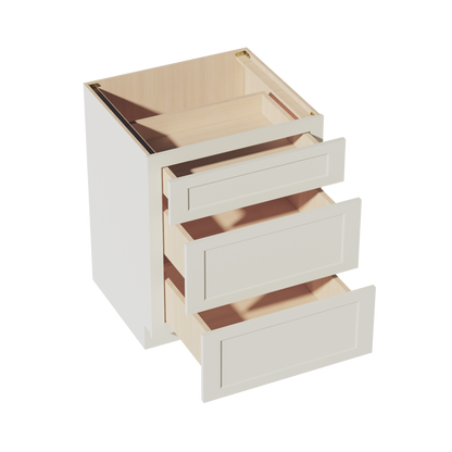 TW-DB27: Creamy White Shaker 27" 3 Drawers Base Cabinet