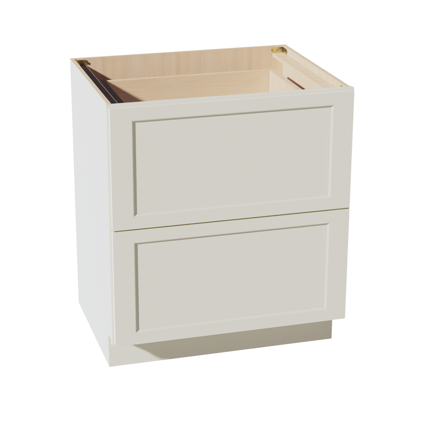 TW-DB30-2: Creamy White Shaker 30" 2 Drawers Base Cabinet