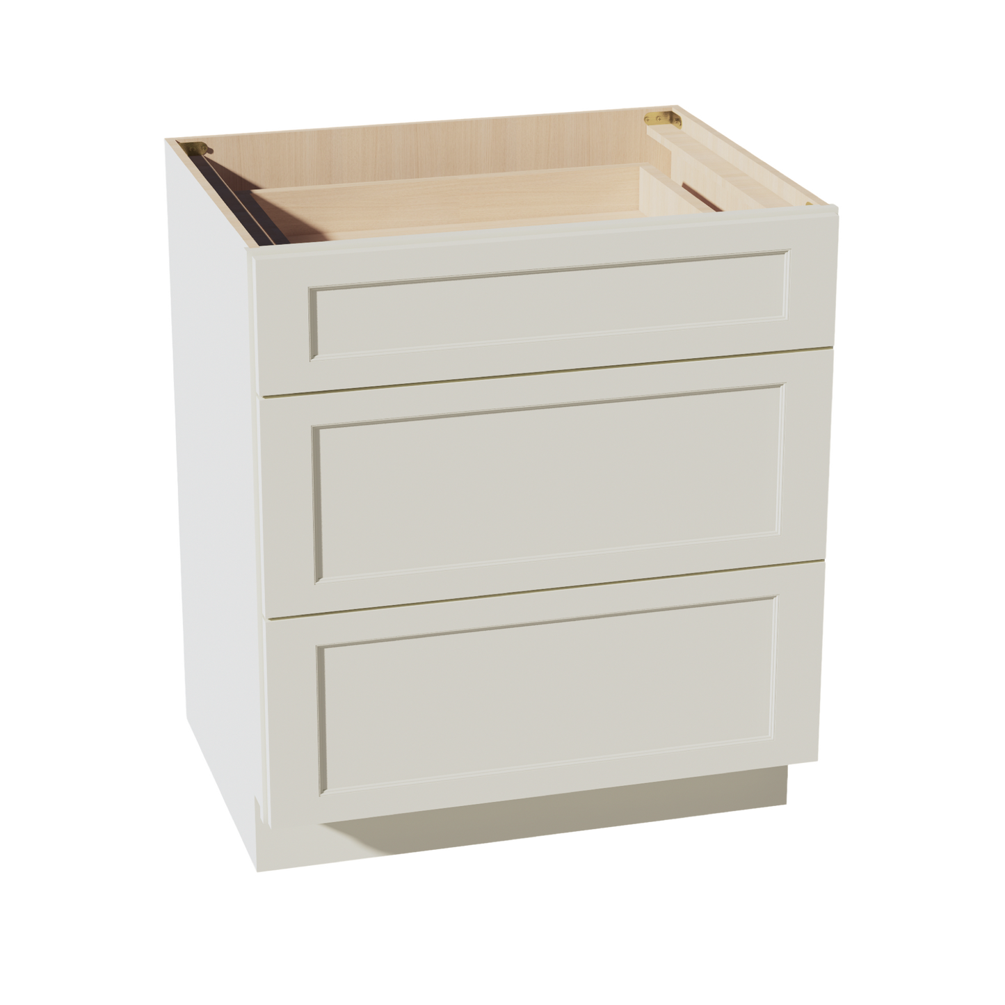 TW-DB30: Creamy White Shaker 30" 3 Drawers Base Cabinet