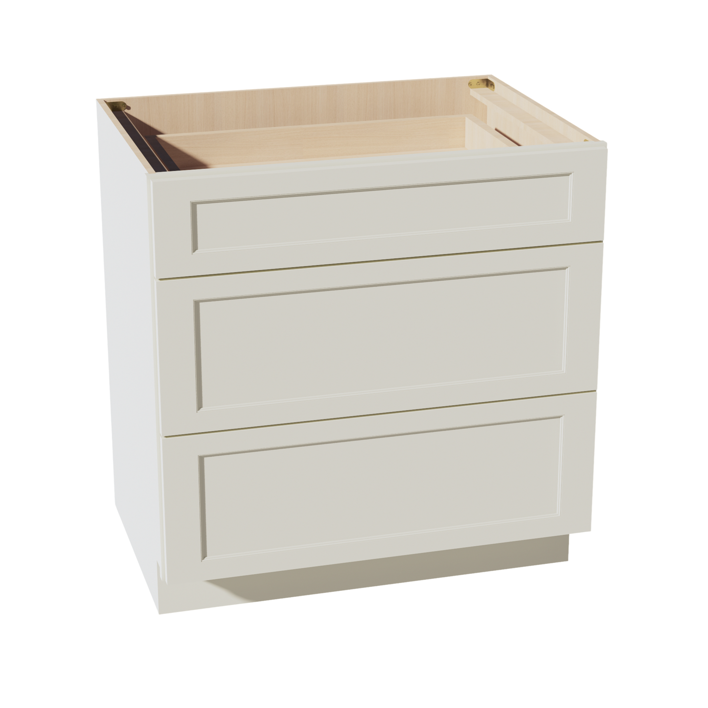 TW-DB33: Creamy White Shaker 33" 3 Drawers Base Cabinet