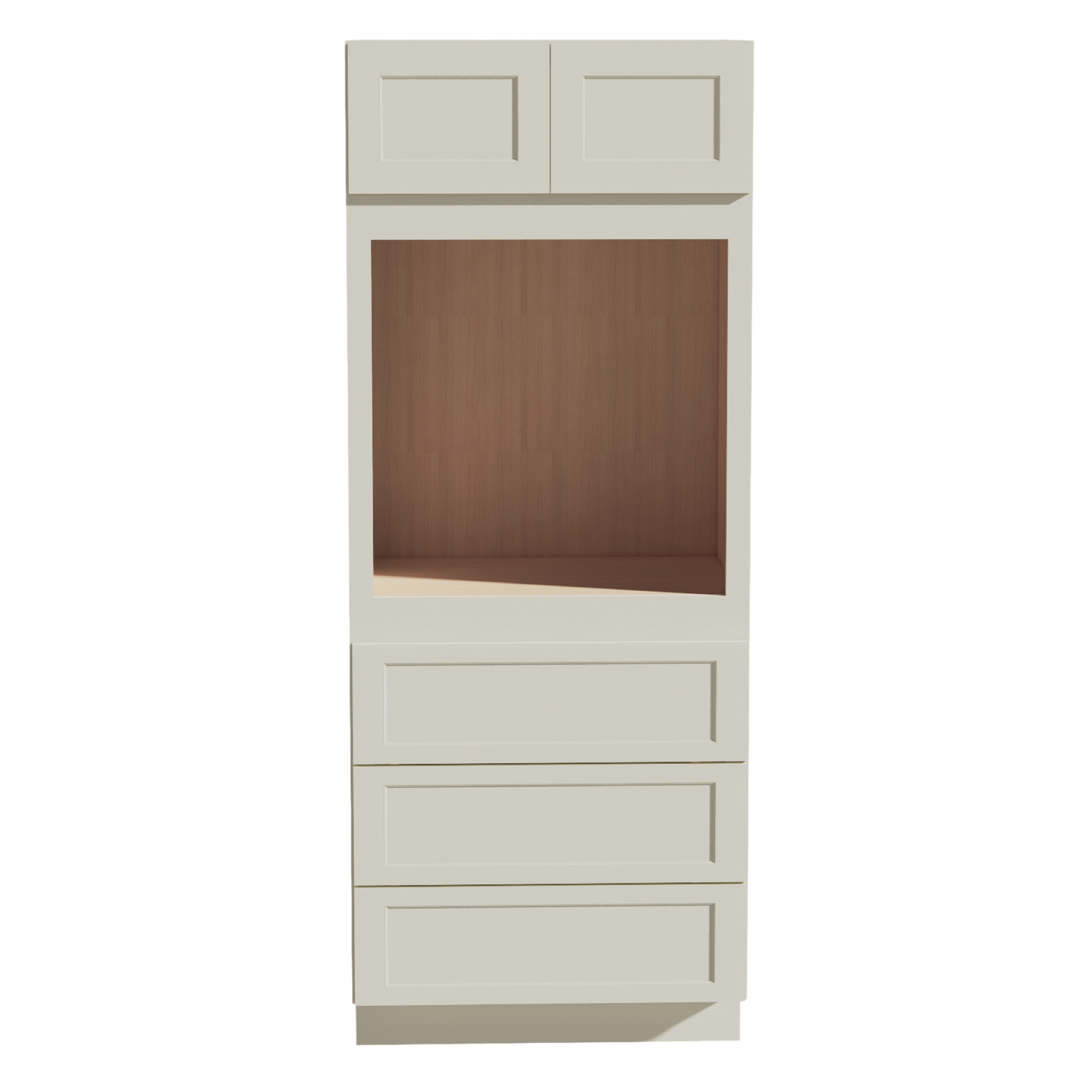 TW-OC3384: Creamy White Shaker 33"W x 84"H x 24"D 2 Doors & 3 Drawers Tall Oven Shelf Cabinets