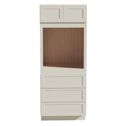 TW-OC3384: Creamy White Shaker 33"W x 84"H x 24"D 2 Doors & 3 Drawers Tall Oven Shelf Cabinets