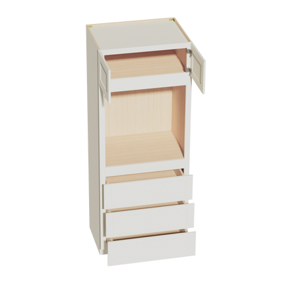 TW-OC3384: Creamy White Shaker 33"W x 84"H x 24"D 2 Doors & 3 Drawers Tall Oven Shelf Cabinets