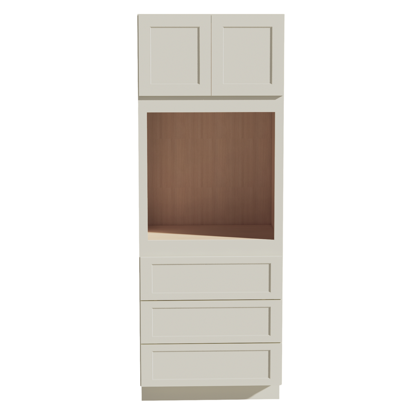 TW-OC3390: Creamy White Shaker 33"W x 90"H x 24"D 2 Doors & 3 Drawers Tall Oven Shelf Cabinets