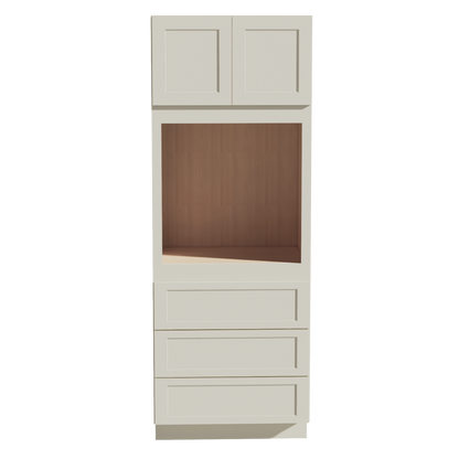 TW-OC3390: Creamy White Shaker 33"W x 90"H x 24"D 2 Doors & 3 Drawers Tall Oven Shelf Cabinets