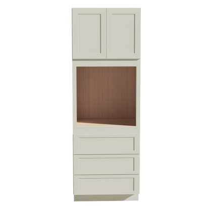 TW-OC3396: Creamy White Shaker 33"W x 96"H x 24"D 2 Doors & 3 Drawers Tall Oven Shelf Cabinets