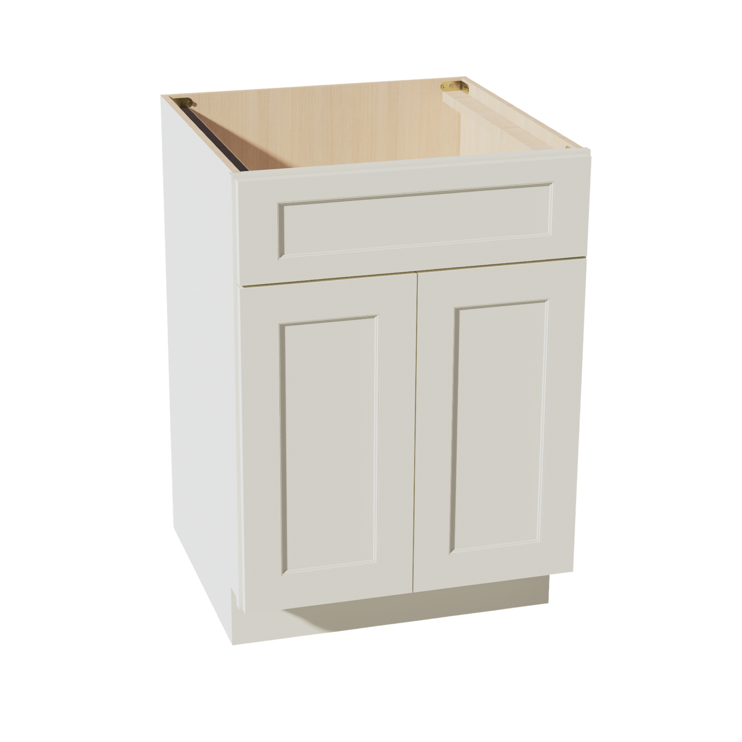 TW-SB24: Creamy White Shaker 24" 2 Doors 1 False Drawer Sink Base Cabinet