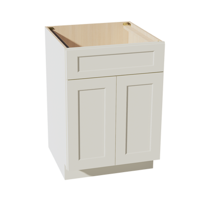 TW-SB24: Creamy White Shaker 24" 2 Doors 1 False Drawer Sink Base Cabinet