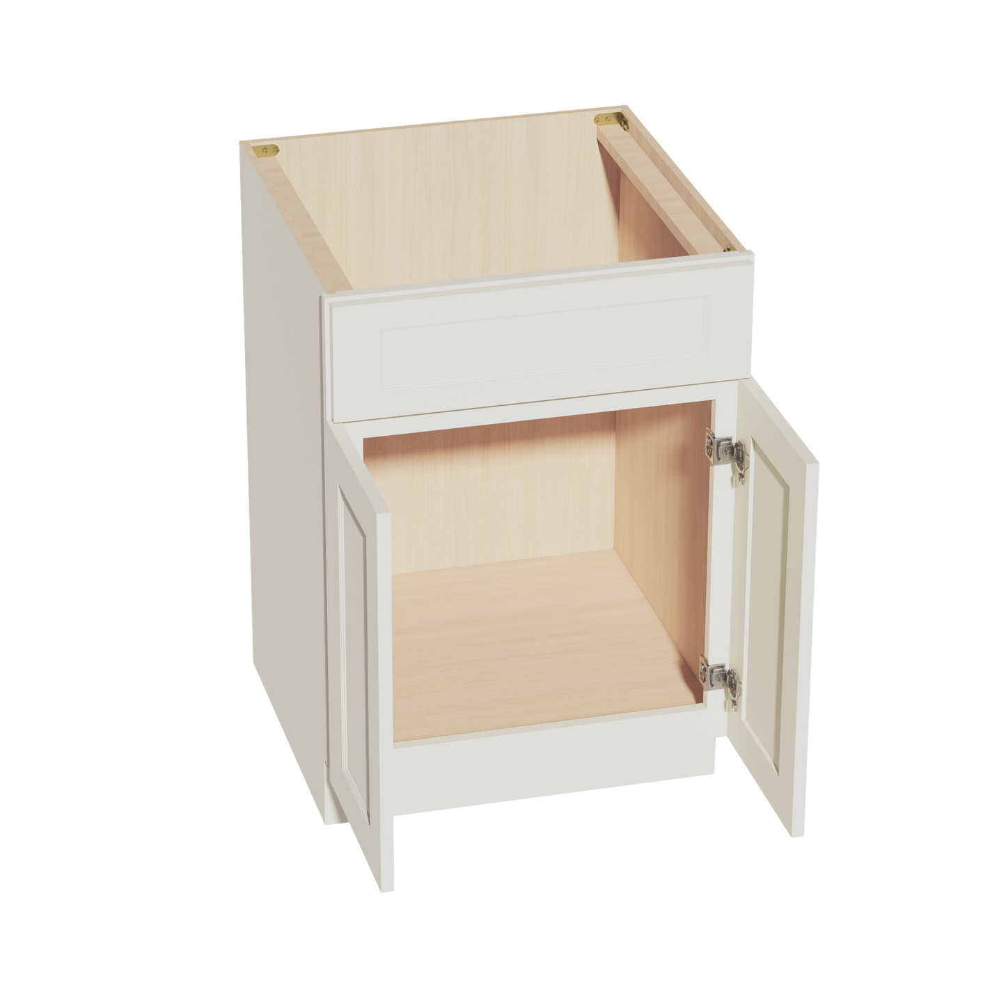 TW-SB24: Creamy White Shaker 24" 2 Doors 1 False Drawer Sink Base Cabinet