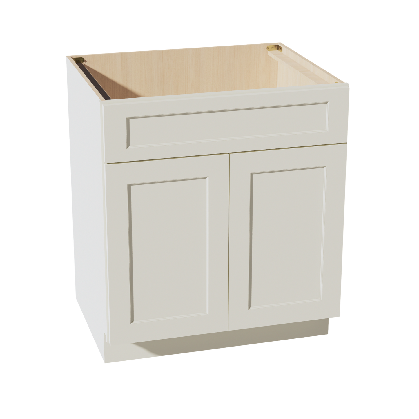 TW-SB30: Creamy White Shaker 30" 2 Doors 1 False Drawer Sink Base Cabinet