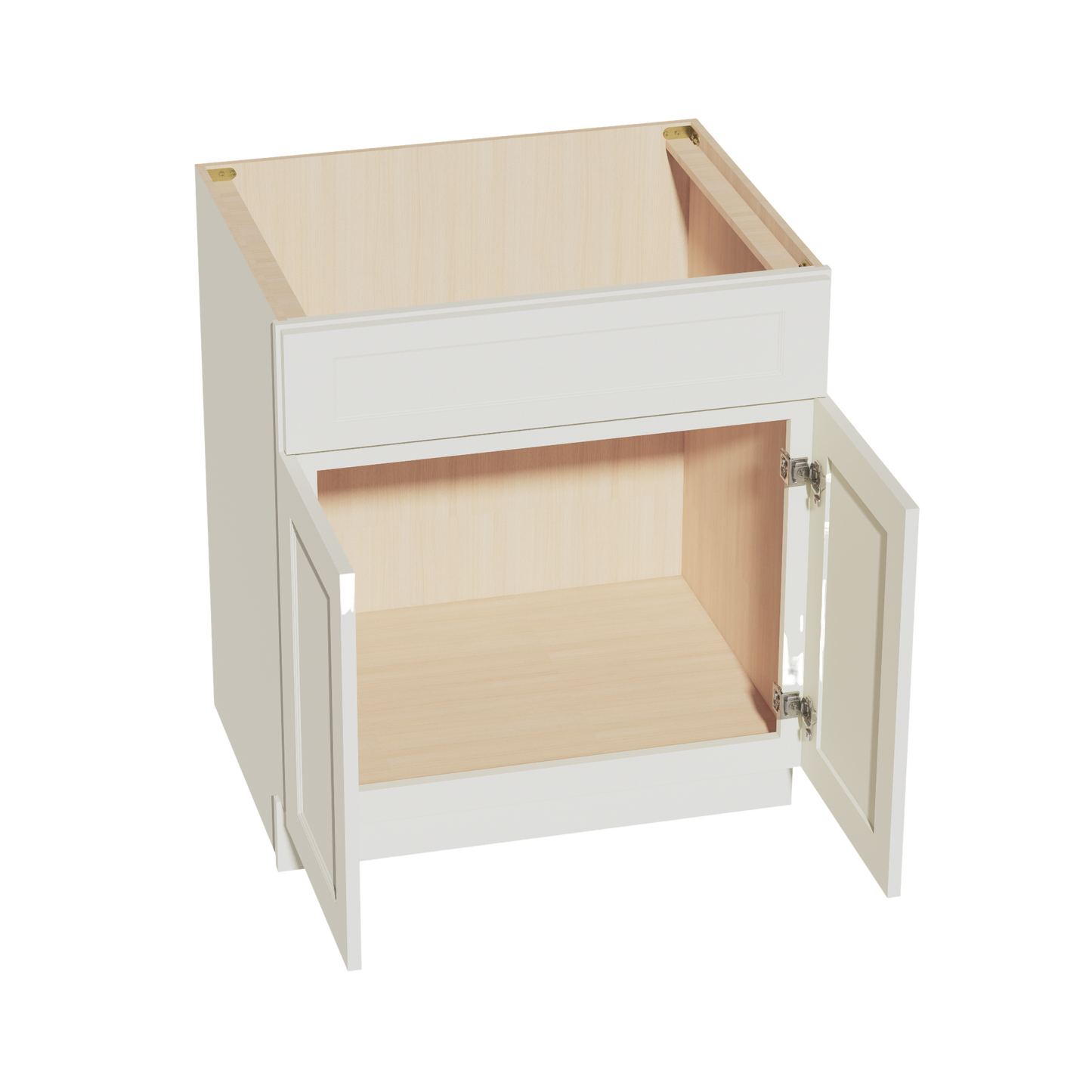 TW-SB30: Creamy White Shaker 30" 2 Doors 1 False Drawer Sink Base Cabinet