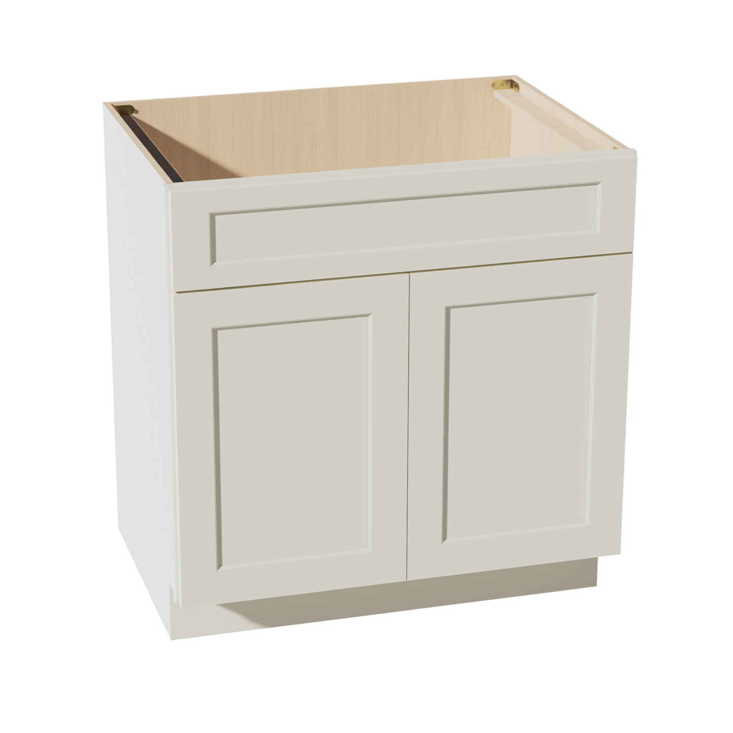 TW-SB33: Creamy White Shaker 33" 2 Doors 1 False Drawer Sink Base Cabinet