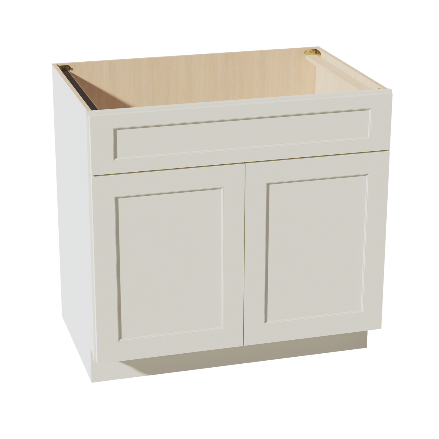 TW-SB36: Creamy White Shaker 36" 2 Doors 1 False Drawer Sink Base Cabinet