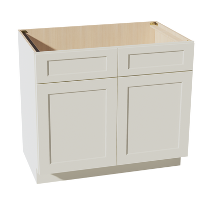 TW-SB39: Creamy White Shaker 39" 2 Doors 2 False Drawers Sink Base Cabinet