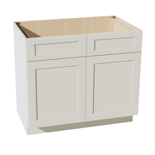 TW-SB39: Creamy White Shaker 39" 2 Doors 2 False Drawers Sink Base Cabinet