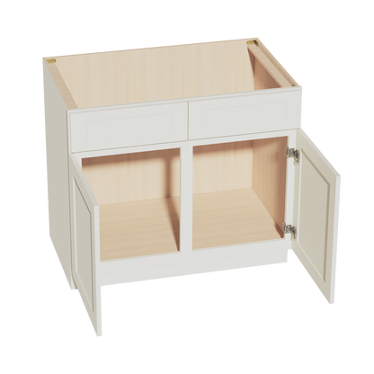 TW-SB39: Creamy White Shaker 39" 2 Doors 2 False Drawers Sink Base Cabinet