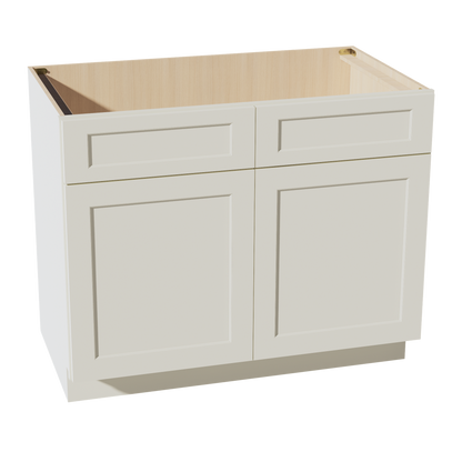 TW-SB42: Creamy White Shaker 42" 2 Doors 2 False Drawers Sink Base Cabinet