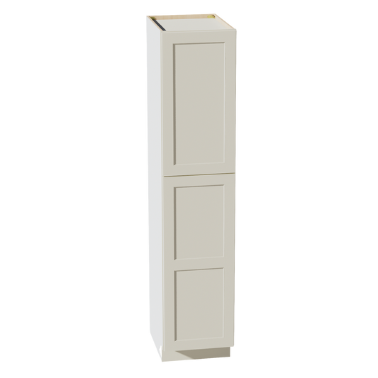 TW-TP1884: Creamy White Shaker 18"W x 84"H x 24"D 2 Doors & 5 Shelves Tall Shelf Pantry Cabinets