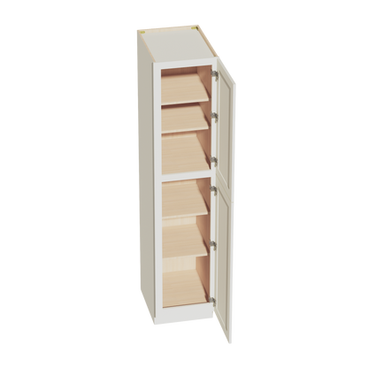 TW-TP1884: Creamy White Shaker 18"W x 84"H x 24"D 2 Doors & 5 Shelves Tall Shelf Pantry Cabinets