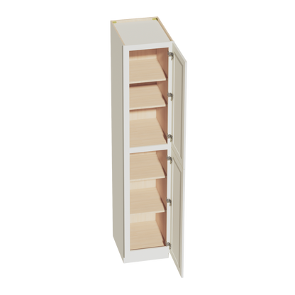 TW-TP1890: Creamy White Shaker 18"W x 90"H x 24"D 2 Doors & 5 Shelves Tall Shelf Pantry Cabinets