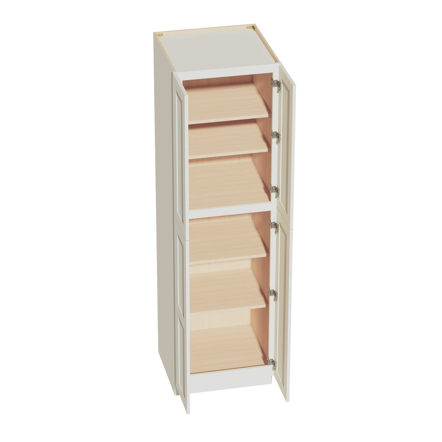 TW-TP2484: Creamy White Shaker 24"W x 84"H x 24"D 5 Door & 5 Shelves Tall Shelf Pantry Cabinets