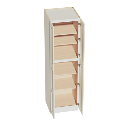 TW-TP2484: Creamy White Shaker 24"W x 84"H x 24"D 5 Door & 5 Shelves Tall Shelf Pantry Cabinets