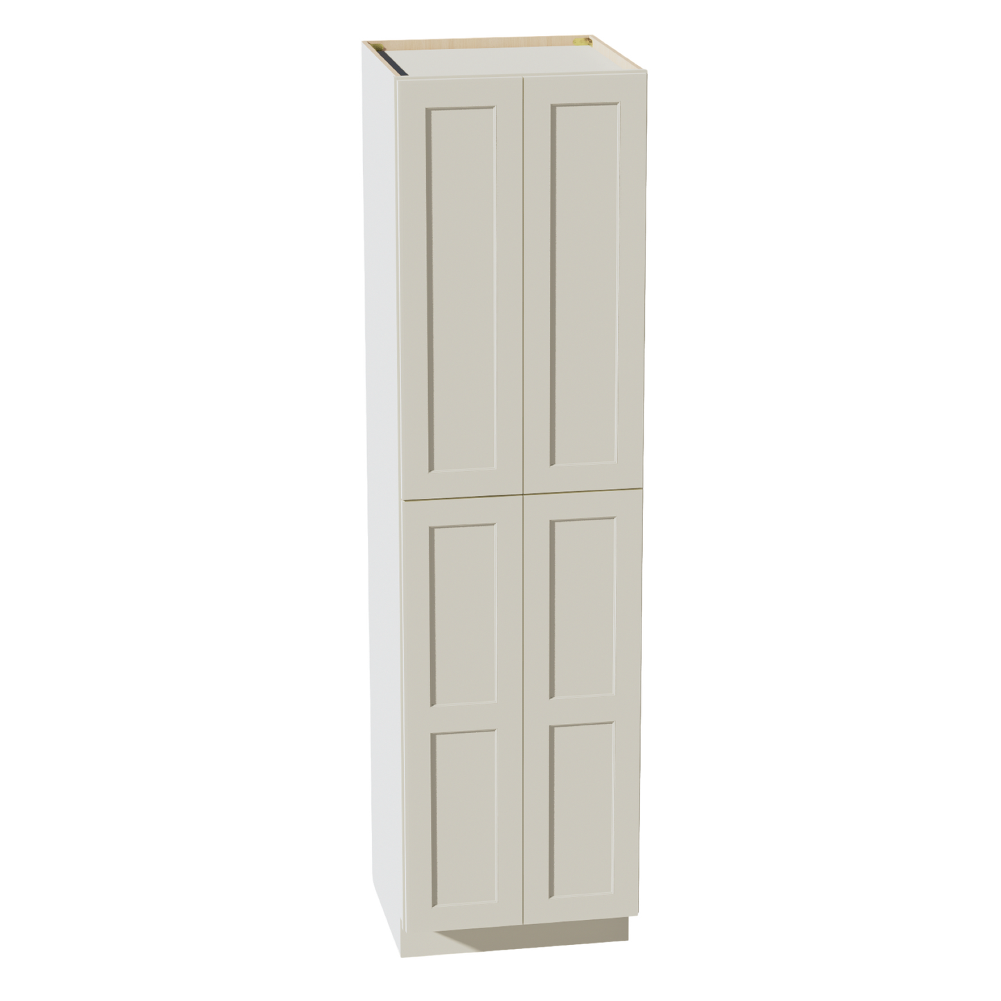 TW-TP2490: Creamy White Shaker 24"W x 90"H x 24"D 4 Door & 5 Shelves Tall Shelf Pantry Cabinets