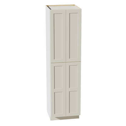 TW-TP2490: Creamy White Shaker 24"W x 90"H x 24"D 4 Door & 5 Shelves Tall Shelf Pantry Cabinets