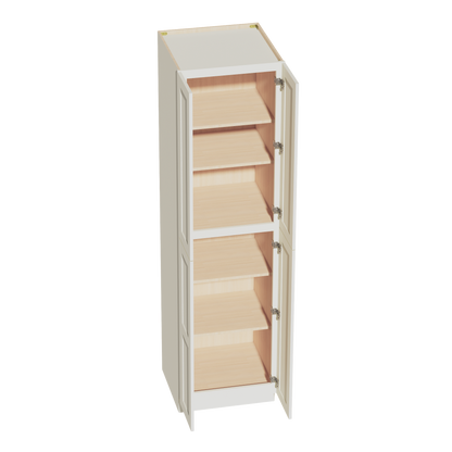 TW-TP2490: Creamy White Shaker 24"W x 90"H x 24"D 4 Door & 5 Shelves Tall Shelf Pantry Cabinets