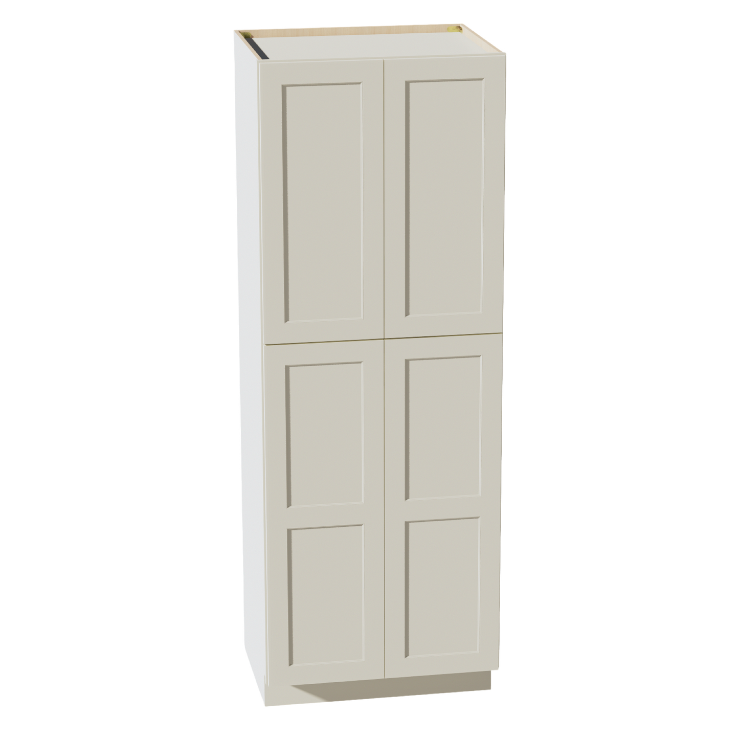 TW-TP3084: Creamy White Shaker 30"W x 84"H x 24"D 4 Door & 5 Shelves Tall Shelf Pantry Cabinets