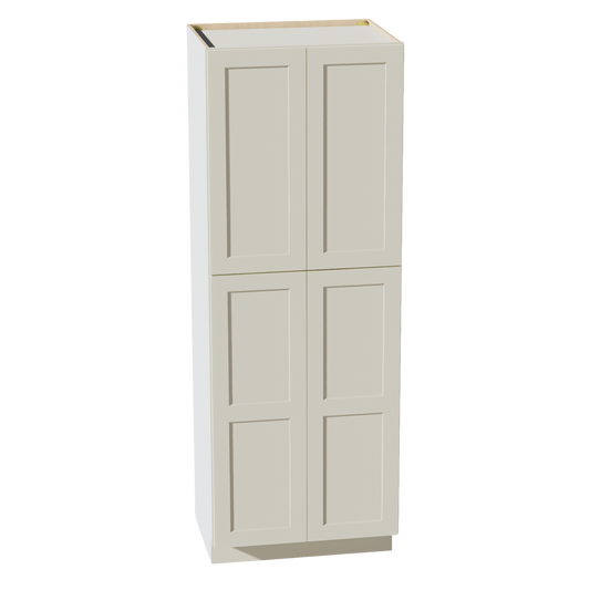 TW-TP3084: Creamy White Shaker 30"W x 84"H x 24"D 4 Door & 5 Shelves Tall Shelf Pantry Cabinets